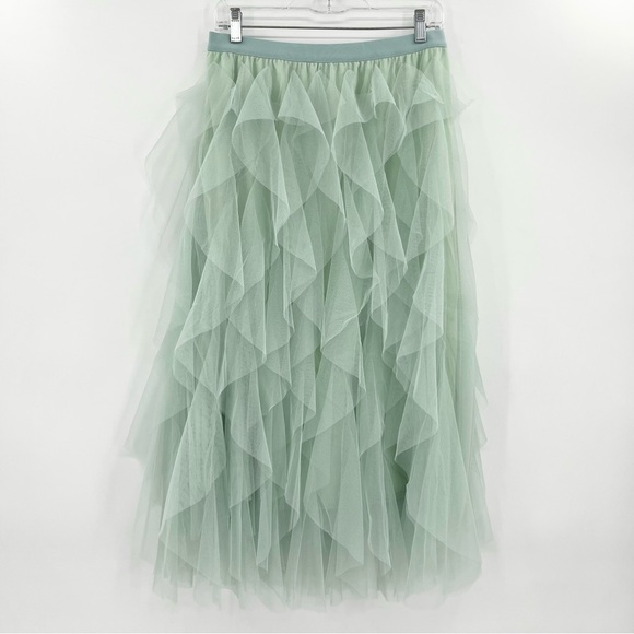 NEW Pastel Green Layered Mesh Ethereal Fairycore Tutu Midi Skirt Size Large - Picture 8 of 12